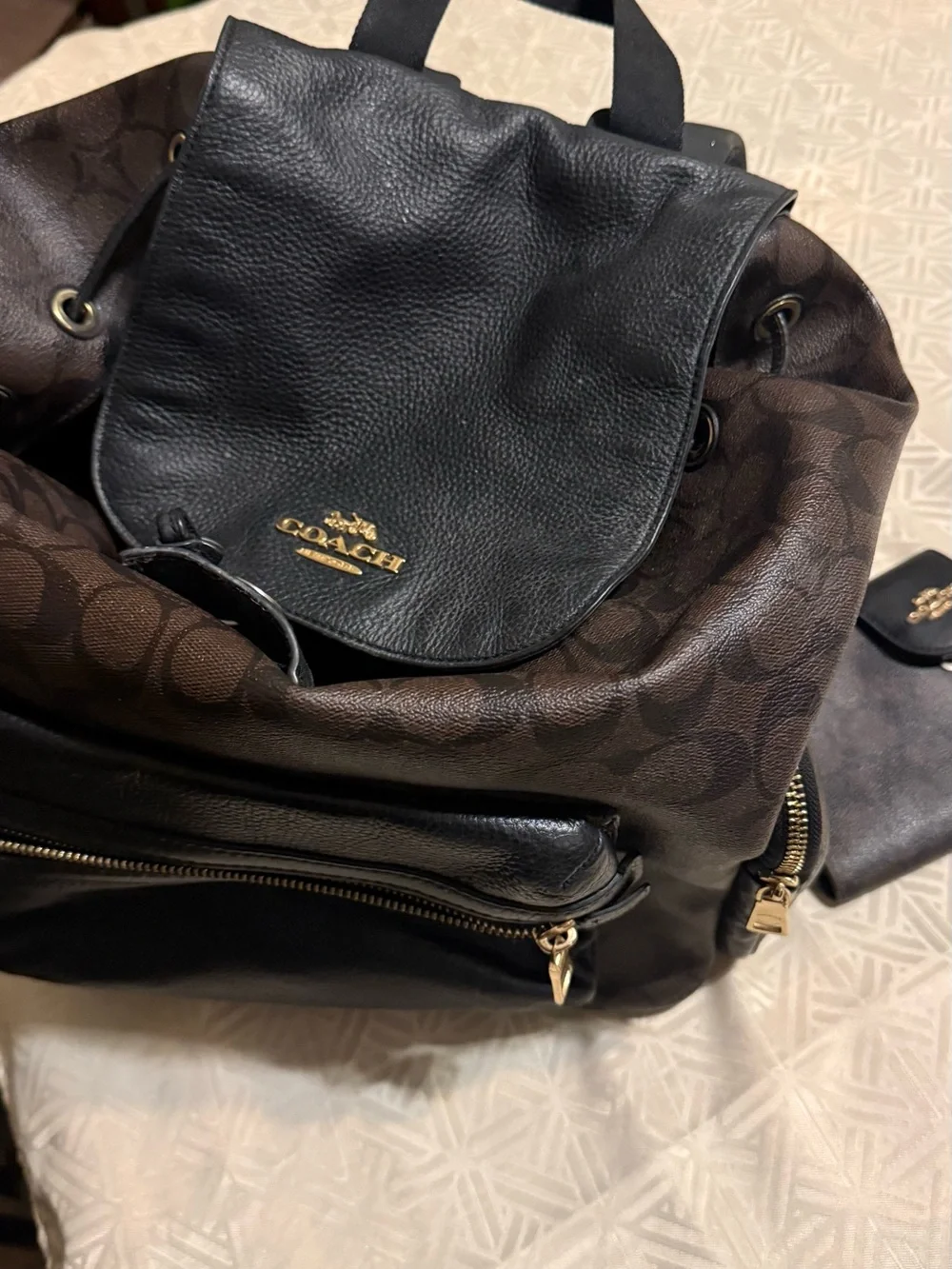 Coach Jordan Signature Canvas Backpack Brown/Black Leather | Style H2248-C7231